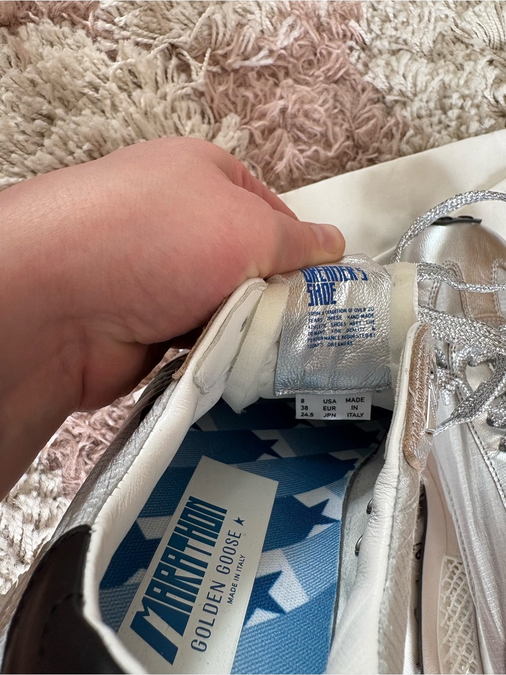 Golden Goose Marathon Metallic Leather Trimmed Ripstop Sneakers 🪿 🌟 👟 - Picture 12 of 13